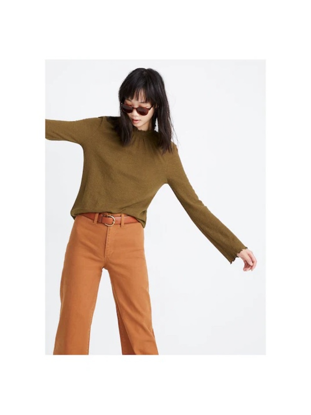 Rust Long-Sleeve Crewneck Women's Top